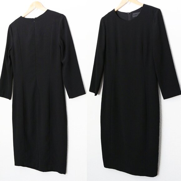 NEW Blaque Label Black Sheath Midi Dress L Cocktail Classic Modest LBD $168 NWT - Picture 1 of 15